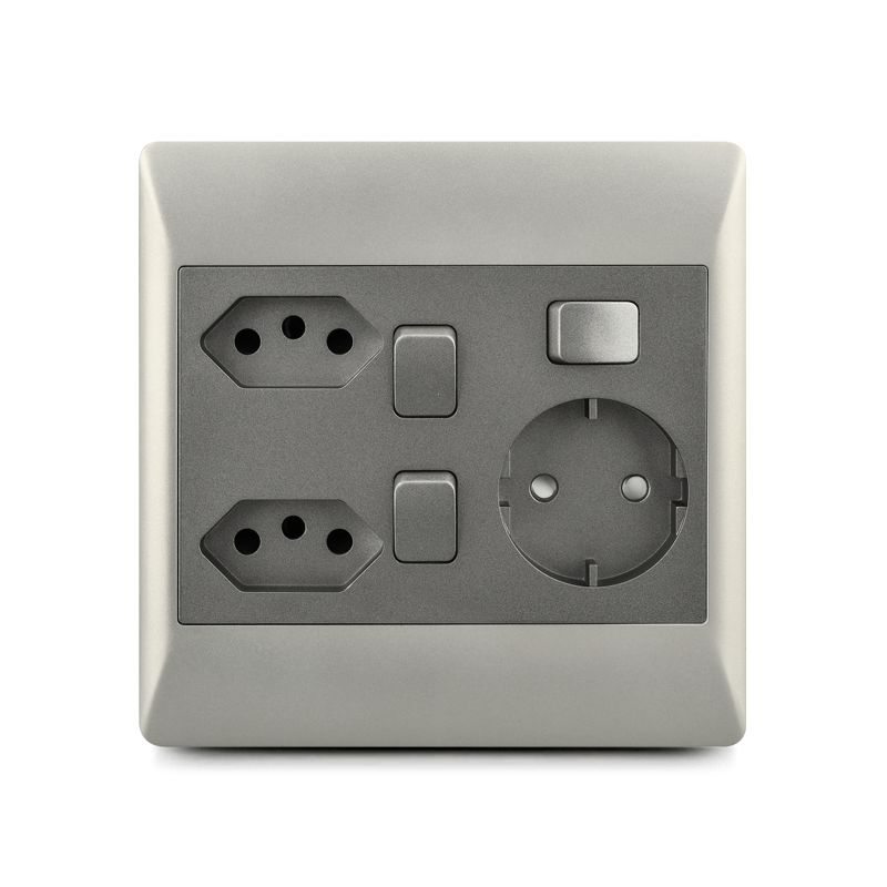 South Africa switch socket,3 lever+2 brazil socket+euro socket