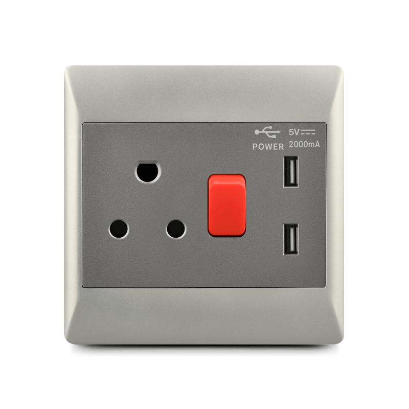 South Africa switch,1 lever+16A socket+2 USB