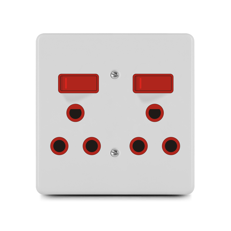  2 lever switch+double 16A socket(4×4) 